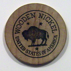 A wooden nickel from Willow Brook Farms. (Photo courtesy of Gwen Krawski Kosak)