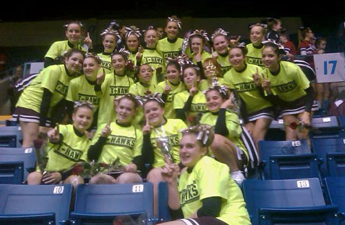 T-Hawks cheerleaders after their qualifying win (contributed photo)