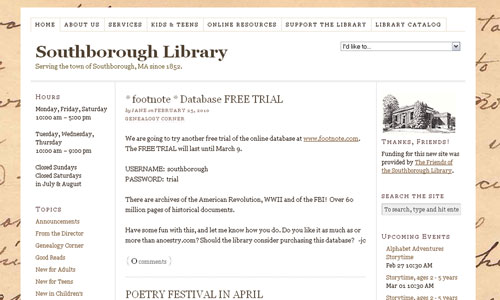 Post image for The Southborough Library at your fingertips