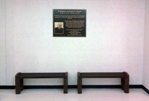Post image for Benches and plaque dedicated to Dennis Wrenn