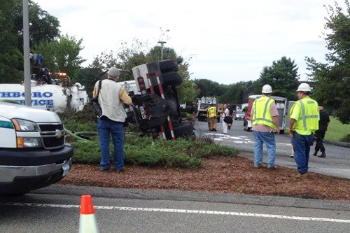 Post image for Overturned septic truck makes a mess on Route 9