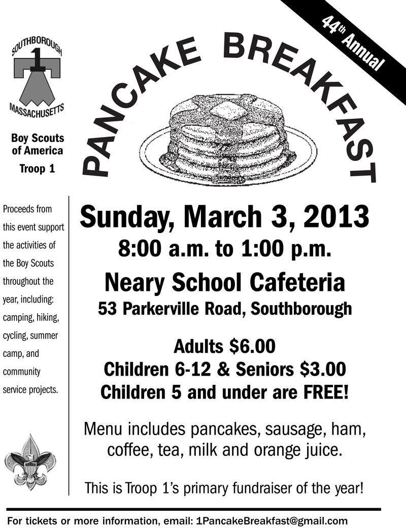 boy scouts serving up pancakes at annual fundraiser sunday march 3 pancake breakfast flyer cub scouts