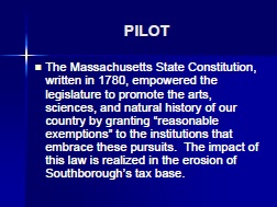 Post image for Analysis of PILOT contributions in Southborough