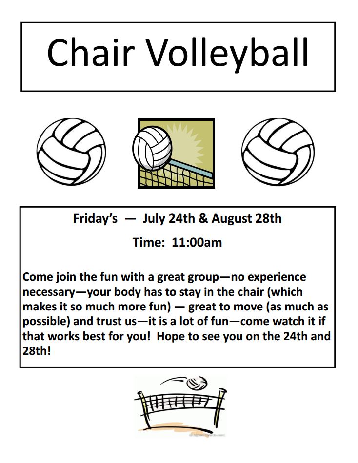 Chair volleyball Friday, August 28