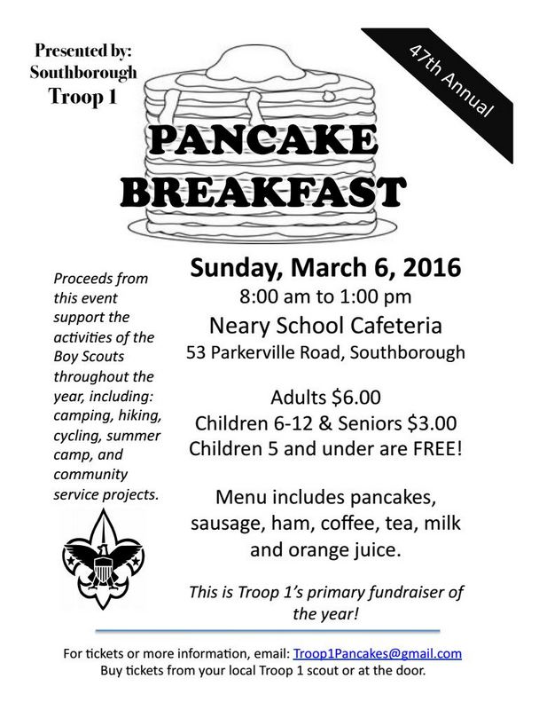 Boy Scout pancake breakfast this Sunday
