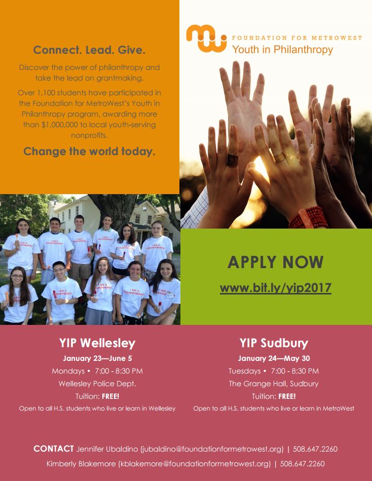 teens apply by january 9th to become community philanthropist philanthropy flyer