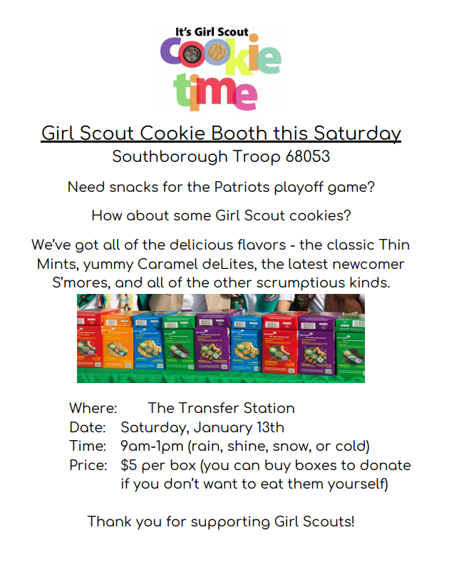 its girl scout cookie time buy some boxes this saturday girl scout cookie flyer