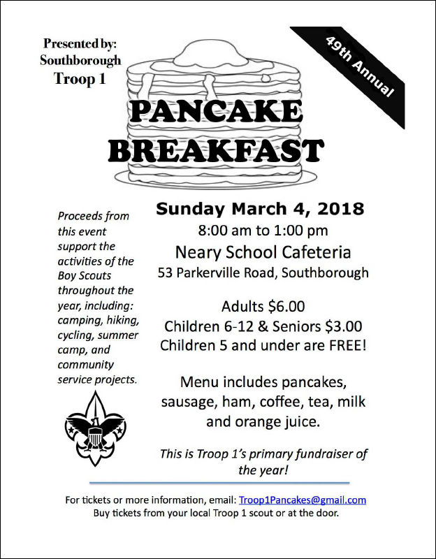 reminder boy scout pancake breakfast sunday pancake breakfast flyer
