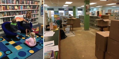 Post image for Library: Temporary Children’s space upstairs; downstairs to be closed for several weeks