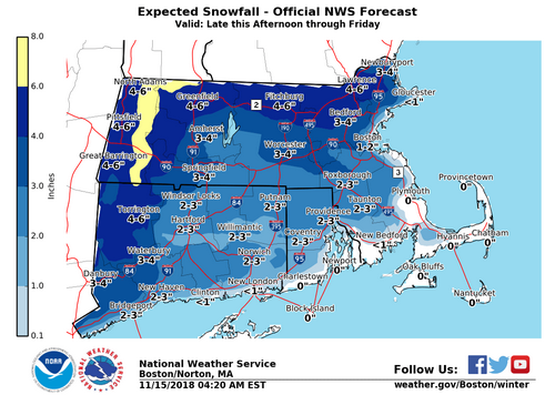 Post image for Snow forecast for evening commute with icing in the morning; potential flooding