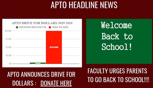 Post image for APTO calls for critically needed support: Dollars Drive and school volunteers