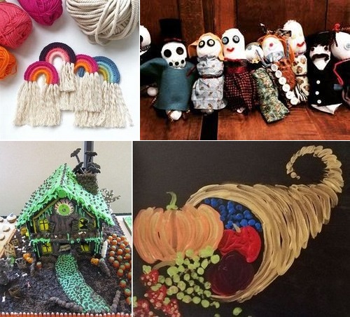 Post image for Virtual Arts & Crafts: Rainbows, Spooky Puppets, Haunted Gingerbread Houses, and a painting party