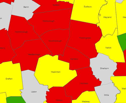 Post image for Covid Update: Southborough officially back in red, NSBORO numbers down (Updated)