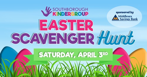 Post image for Kindergroup announcing Easter Scavenger Hunt for the “Golden Egg Raffle Basket”