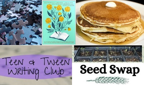 Post image for Events this week: Senior Puzzle Exchange, Books in Bloom, ARHS Jeopardy, Creative Writing, Seed Swap, and Pancake Breakfast