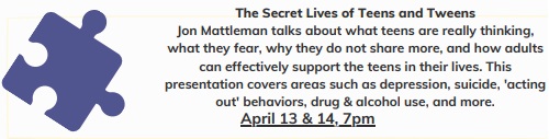 Post image for Cancelled – The Secret Lives of Teens & Tweens – April 13 & 14 (Updated)