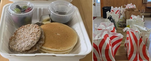 Post image for Pilgrim Church served over 225 free meals at Pancake Dinner Drive-Thru