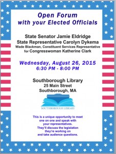 Aug 26th Open Forum with Elected Officals flyer