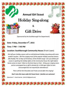 girl scout sing-a-long and gift drive flyer