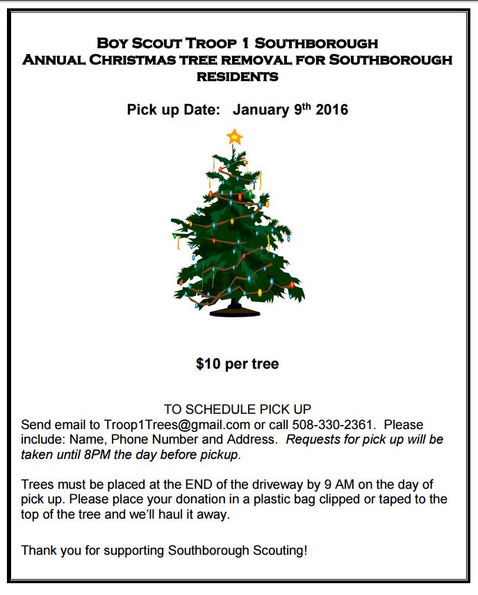 Reminder Christmas Tree pickup January 9th My Southborough