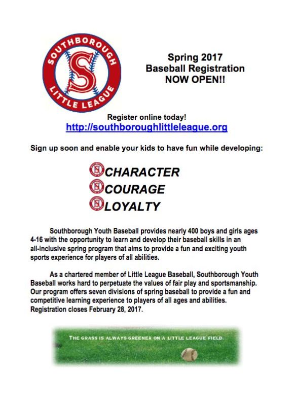 Register soon for spring Baseball and TBall My Southborough