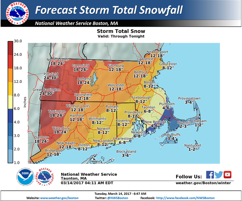 Update on the storm and closings 1214" of heavier & wetter snow, wind