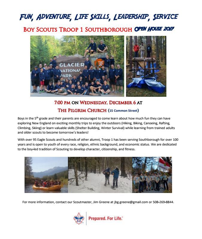 Events this week Showcase for prospective Assabet students, Boy Scout