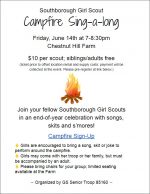 Girl Scout Campfire Sing-a-long flyer