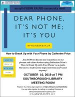 "How to Break Up with Your Phone" book talk flyer