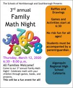 Family Math Night 3rd annual flyer