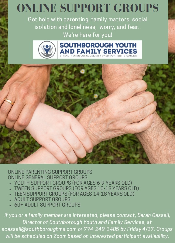 Online Support Groups for range of age groups (from 69 yrs to 60+) and