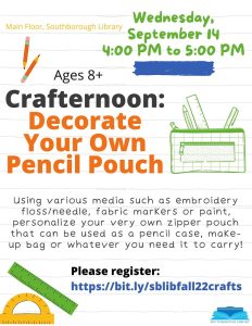 Crafternoon flyer for pouches