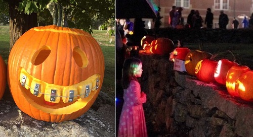 Pumpkin stroll pics L-R cropped from photos by Rotary from Facebook and contributed with credit to Ron Hereema