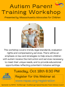 Autism Parent Training Workshop flyer