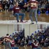 Principal Bevan gets pied in the face (photo from @ARHSAthletics tweet)