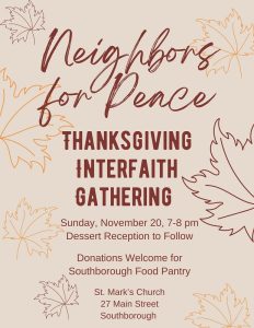 Neighbors for Peace Thanksgiving Interfaith Gathering