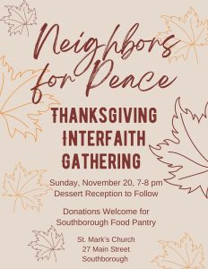 Neighbors for Peace Thanksgiving Interfaith Gathering