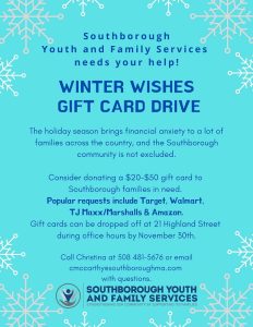 Winter Wishes Gift Card Drive flyer