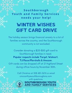 Winter Wishes Gift Card Drive flyer