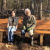 Cass Melo and SOLF President Whitney Beal relax on the new bench at Beals (from Facebook)