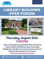 Library Building Open Forum 8-31-2023 flyer