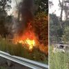 July 24 MassPike accieent and fire (images cropped from Facebook)