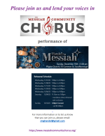 Handels Messiah Rehearsal Annoucement flyer