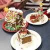 Gingerbread houses from workshops in prior years (photos edited from Facebook posts)