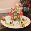 Gingerbread houses from workshops in prior years (photos edited from Facebook posts)