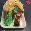 Gingerbread houses from workshops in prior years (photos edited from Facebook posts)