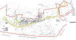 The site plan shows large buildings placed directly behind a neighborhood of single family homes, with a connection to a cul de sac -- both details that were disallowed in the 2015 Covenant