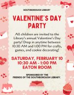 2024 Library Valentine's Party flyer