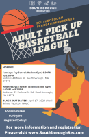 Adult Basketball League (I edited the 2022 flyer to show this year's details from the website)