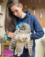 Jess Zorge with a rescued owl (from SOLF website)